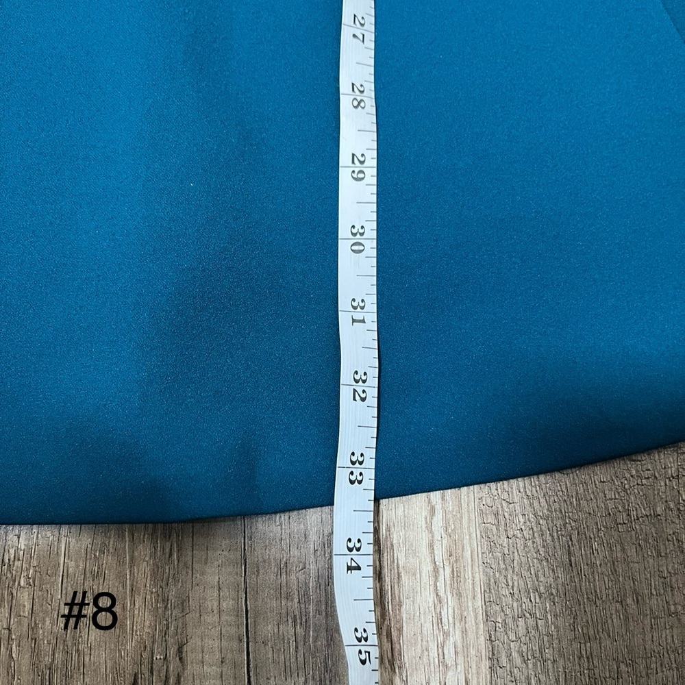 Calvin Klein Women's 6P Teal Blue Split Neck A-Line Mini Dress - Picture 15 of 16